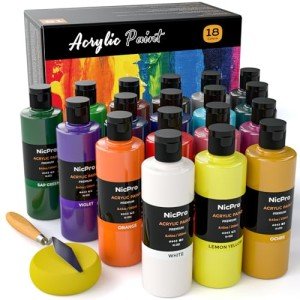 Large Acrylic Paint Set with 18 Colors