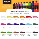 Large Acrylic Paint Set with 18 Colors