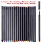 18-Color Fine Tip Journaling Pens for Art & Office