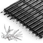 YISAN Black Drawing Pens,12 Art Pens Set,Fineliner Ink Pens,Micro-Pens,Manga Pens,for Sketching,Technical Drawing 902195