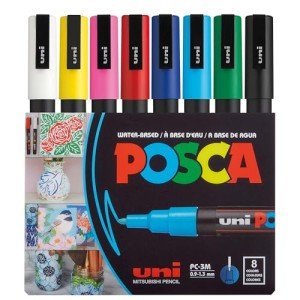 Set of 8 Posca Paint Markers with Reversible Tips