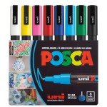 Set of 8 Posca Paint Markers with Reversible Tips