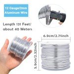 131ft Silver Aluminium Craft Wires 2mm Sculpting & Beading
