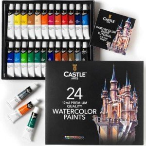 Castle 24 x 12ml Watercolor Paint Set: Quality Colors