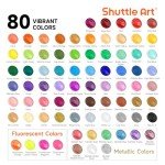 80 Color Acrylic Paint Set with Brushes, 2oz Bottles