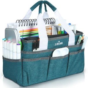 JJRING Craft Organizer Tote Bag: Bluish Green Art Storage