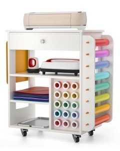 Craft Cart with Tabletop Storage and Vinyl Roll Holder
