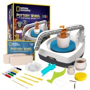 Kids Pottery Wheel Kit - Sculpting Tools, Clay, Apron