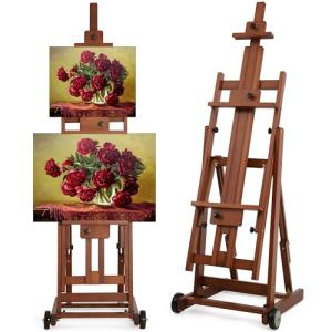 Adjustable Beech Wood H-Frame Easel, Holds 2 Canvases