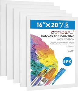 GOTIDEAL 16x20 inch 5 Pack Canvas Panels