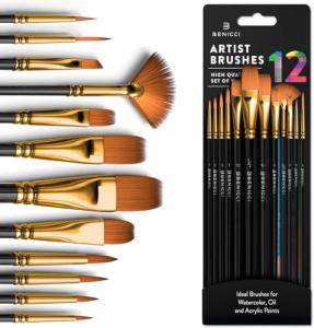 12-Piece Professional Paint Brush Set - Ideal for All Painting Styles