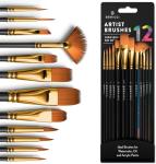 12-Piece Professional Paint Brush Set - Ideal for All Painting Styles
