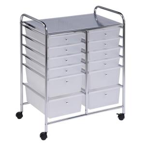 Rolling Storage Cart with 12 Plastic Drawers