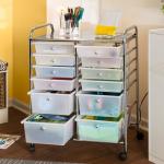 Rolling Storage Cart with 12 Plastic Drawers