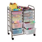 Rolling Storage Cart with 12 Plastic Drawers