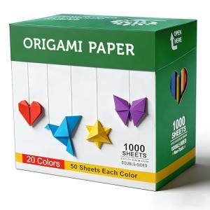 BUBU Origami Paper Kit: 1000 Sheets, 6 Inch, 20 Colors