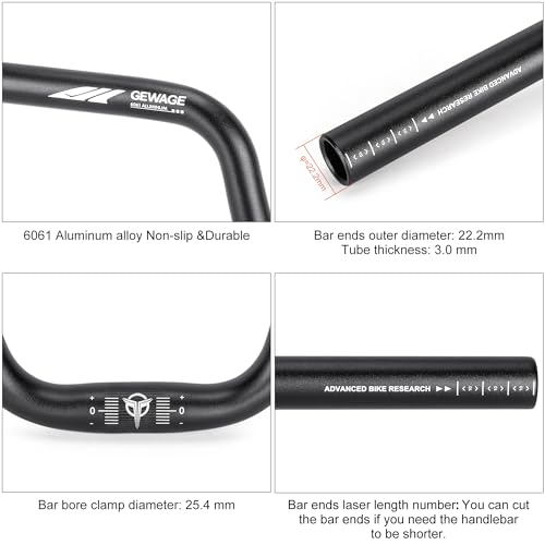 Aluminium Alloy Mountain Bike Riser Handlebars - 31.8/25.4