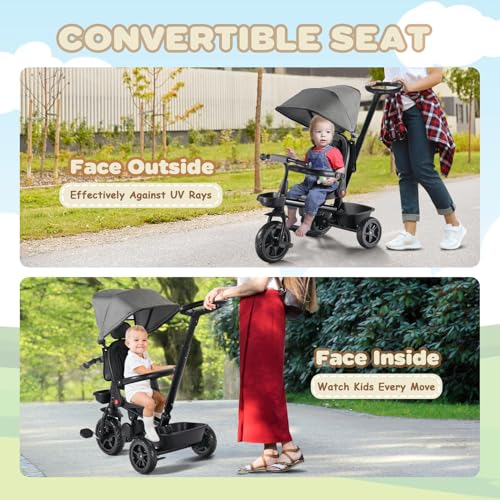 TODEFULL Kids' 6-IN-1 Tricycle with Swivel Seat