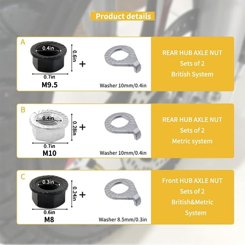 YINARONG Flanged Axle Nut & Safety Washer Kit