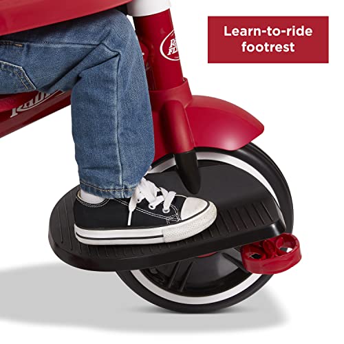 Radio Flyer Pedal & Push 4-in-1 Stroll 'N Trike®, Red Tricycle for Toddlers