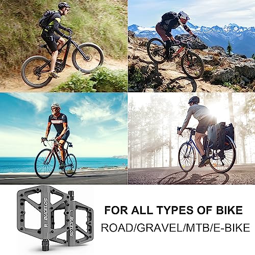 BUCKLOS Mountain Bike Flat Pedals - Large Platform