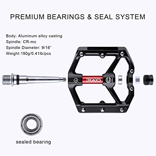CXWXC Road/MTB Aluminum Alloy Bike Pedals - Black-Red