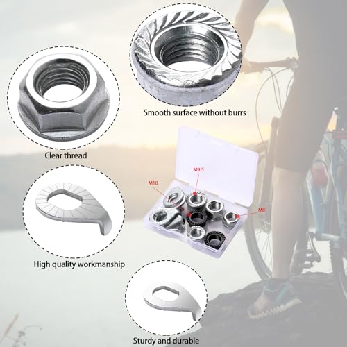 KALIONE 12 Pcs Bicycle Axle Nut Washer Kit