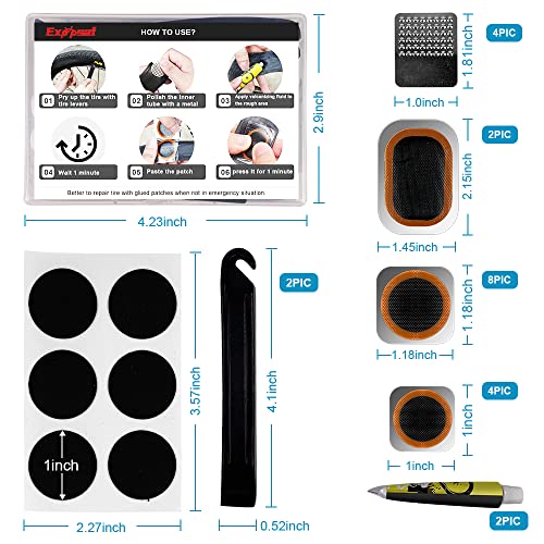 Bike Inner Tire Repair Kit - 15 Patches, Portable Storage
