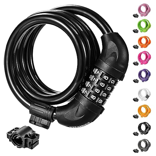 4ft Coiled Bike Cable Lock with Mount