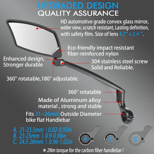BriskMore Adjustable Left Side Bike Mirror
