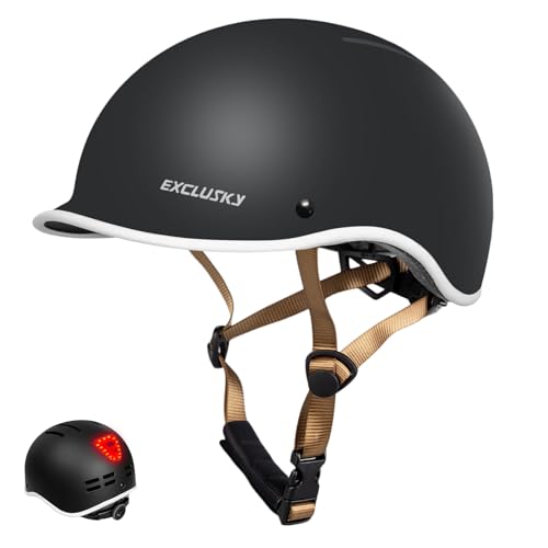 Exclusky Urban Commuter Bike Helmet with USB Rechargeable Light