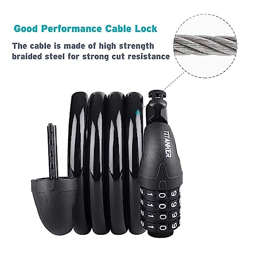 4ft Coiled Bike Cable Lock with Mount