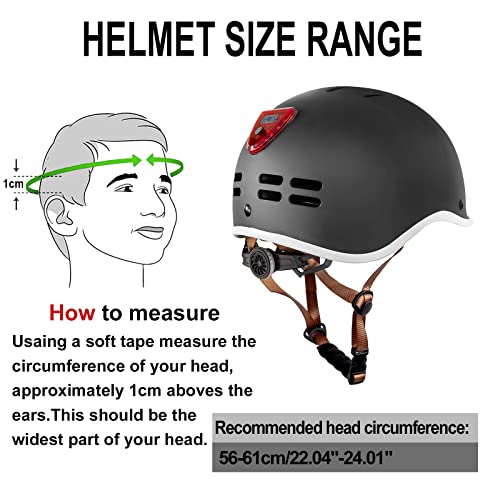 Exclusky Urban Commuter Bike Helmet with USB Rechargeable Light