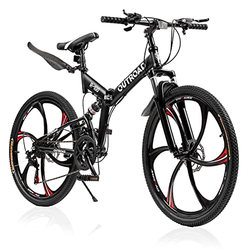 Max4out 26" Folding Mountain Bike, 21 Speed Full Suspension