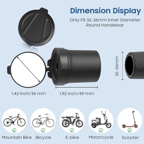 360° Rotatable Bike Mirrors, Durable Silicone Mirror - 2 Pack