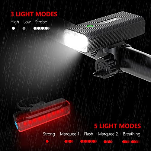 Super Bright USB Rechargeable Bike Lights - 1200 Lumens
