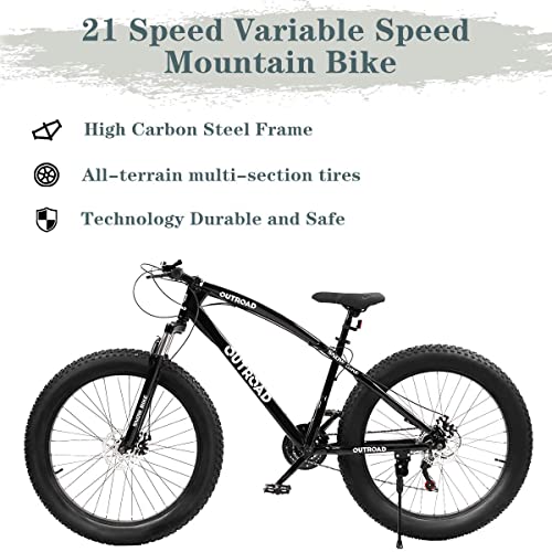 Outroad Fat Tire Mountain Bike - 26 Inch, 21 Speeds, Sand Trek Bike