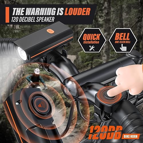 KUNHAK Bike Lights with Electric Bell - Ultra Bright!