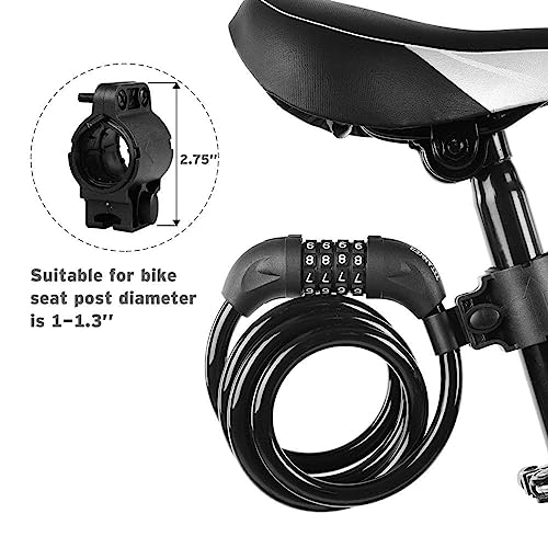 4ft Coiled Bike Cable Lock with Mount