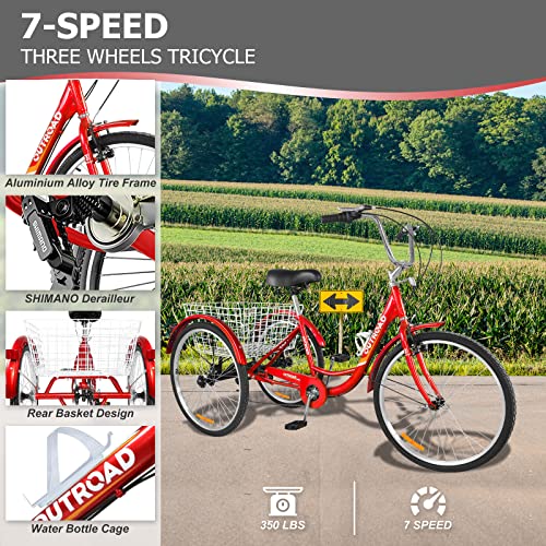 MarKnig 7 Speed Adult Tricycle, 3 Wheel Bikes