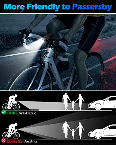 Rechargeable LED Bike Lights Set, Anti-Dazzle, High Lumen