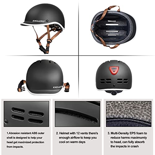 Exclusky Urban Commuter Bike Helmet with USB Rechargeable Light