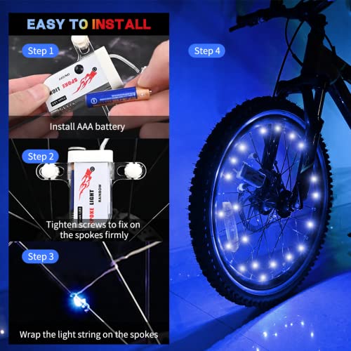 TINANA LED Bike Wheel Lights - Blue (2-pack)