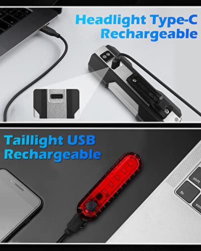 Rechargeable LED Bike Lights Set, Anti-Dazzle, High Lumen