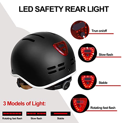 Exclusky Urban Commuter Bike Helmet with USB Rechargeable Light