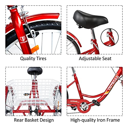 MarKnig 7 Speed Adult Tricycle, 3 Wheel Bikes
