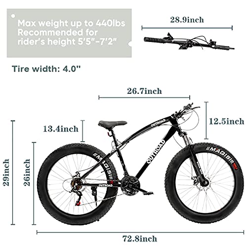 Outroad Fat Tire Mountain Bike - 26 Inch, 21 Speeds, Sand Trek Bike