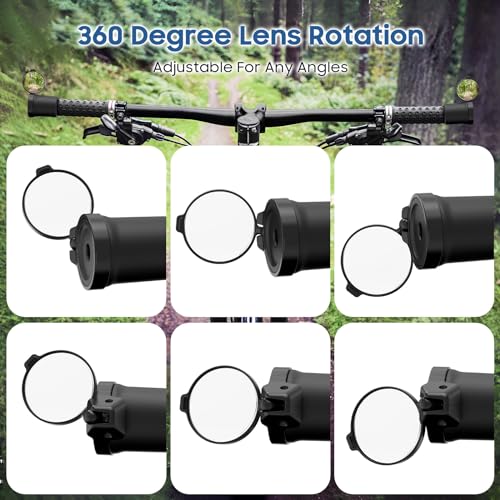 360° Rotatable Bike Mirrors, Durable Silicone Mirror - 2 Pack