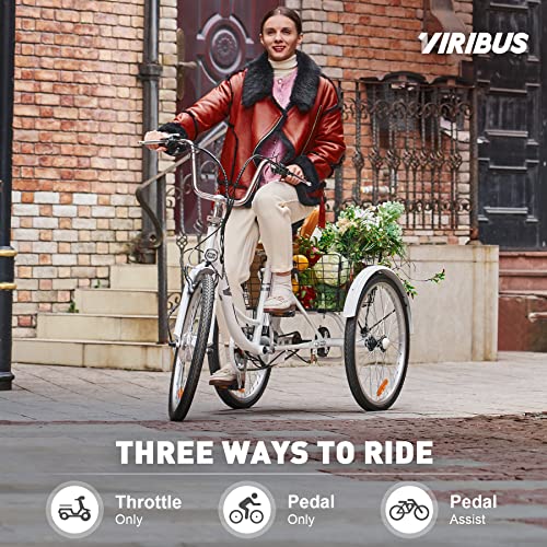 Electric Tricycle for Adults with Basket - White