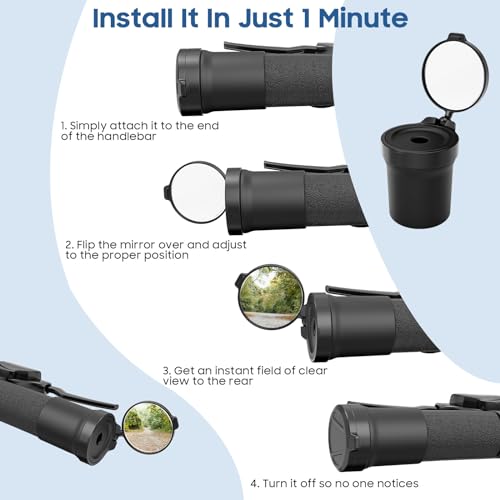 360° Rotatable Bike Mirrors, Durable Silicone Mirror - 2 Pack